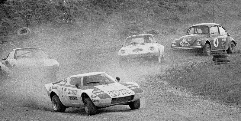 Andreas Bentza (1, Lancia Stratos), Georg Bierlinger (2, Porsche Carrera), Heinz Bubetz (3, Porsche Carrera), Herbert Breiteneder (4, VW Kfer)