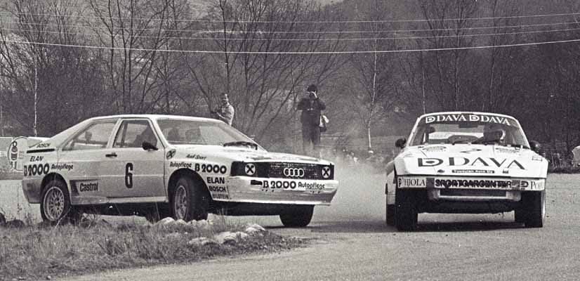 Seppo Niitymki (2, Porsche 911 Turbo), Andreas Bentza (6, Audi Quattro)