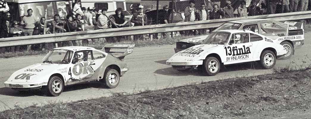 Rolf Nilsson (4, Porsche), Jukka Pelttari (13, Porsche), Francois Monten (11, Audi Quattro)